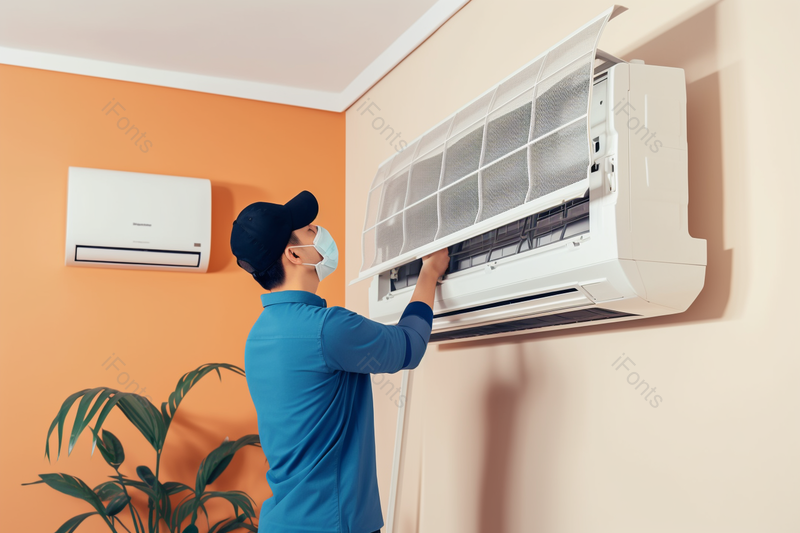 男性维修工人拆修清洁空调机,高清,摄影图,摄影图片,图片大全,摄影图免费下载